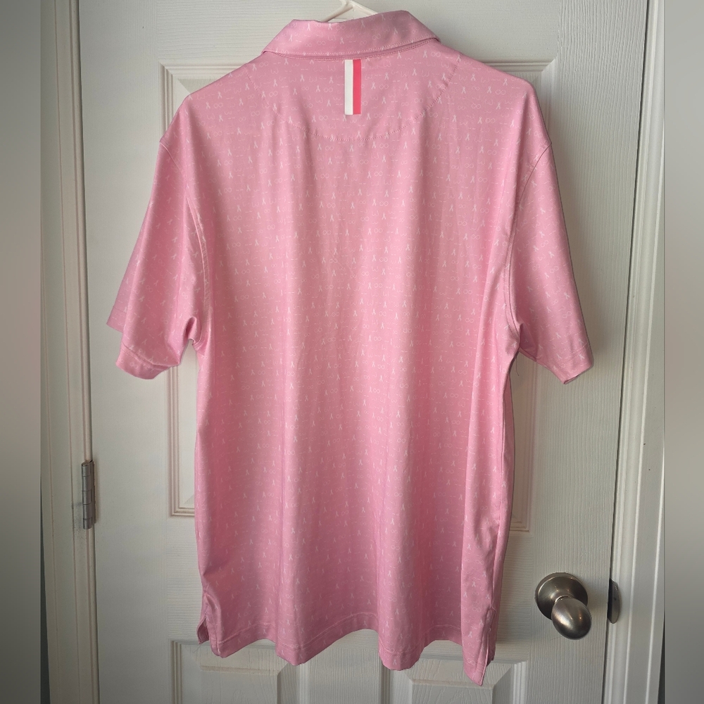 Rhoeback Pink Ribbon Breast Cancer Short Sleeve UPF Performance Golf Polo SZL - Picture 2 of 10